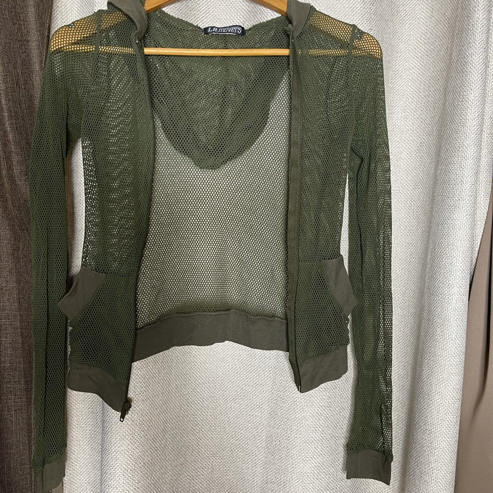 Army green mesh sweater in size small